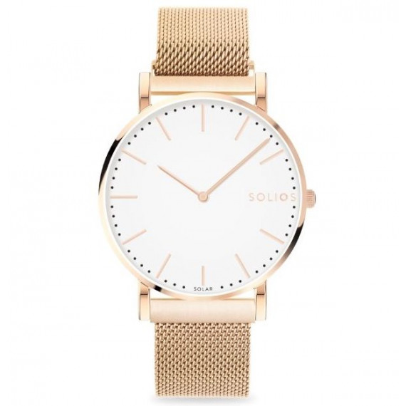 
									Solios Watch Solar White | Rose Gold Mesh 36mm - Rose Gold Case 